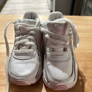 Nike Kids White Sneakers with Light Pink Accents